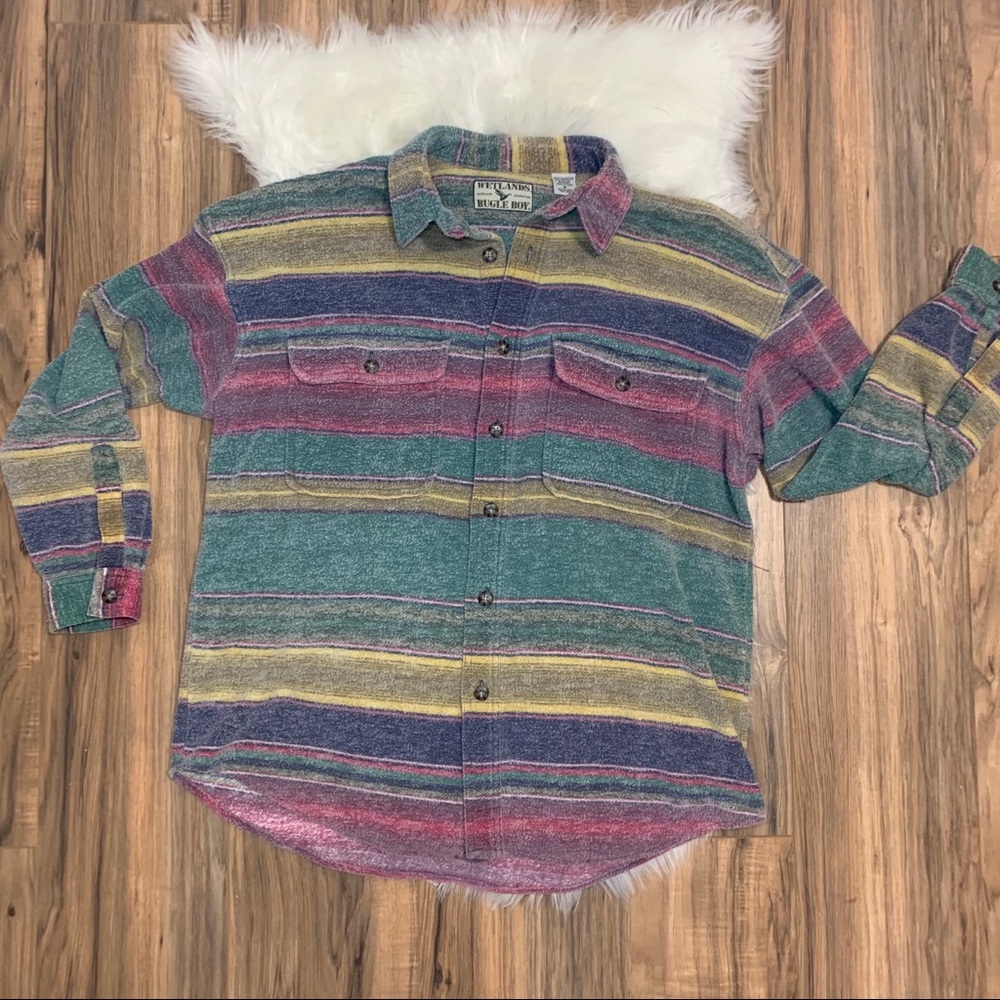 Vintage Men’s Wetlands Bugle Boy Button T-shirt